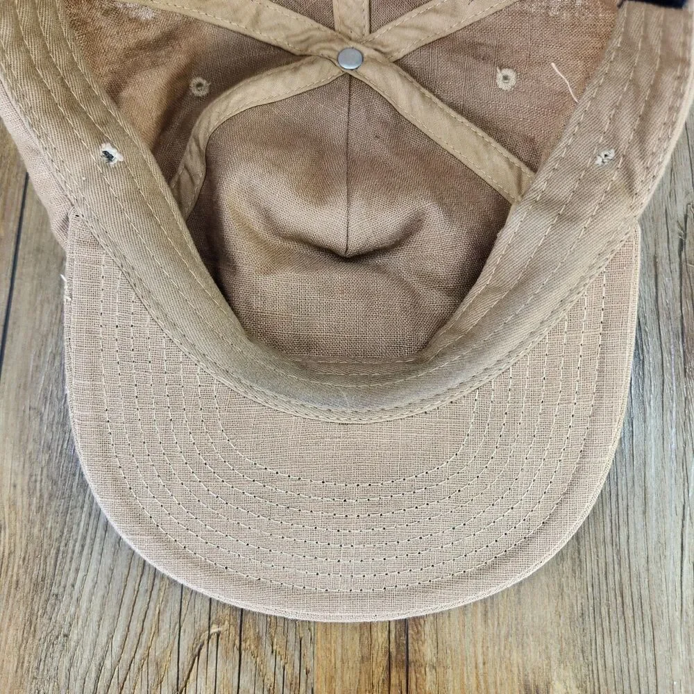 Weld Mfg Mahalo Hemp Organic Cotton Strapback Hat Cap Brown Palm Tree Dad Finger